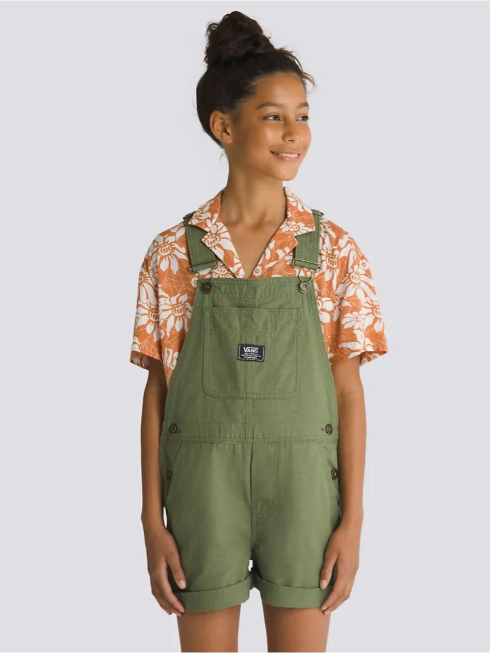 NWT Vans Girl's Teen Ground Work Shortall Overalls - VN000G8W Army Green Large